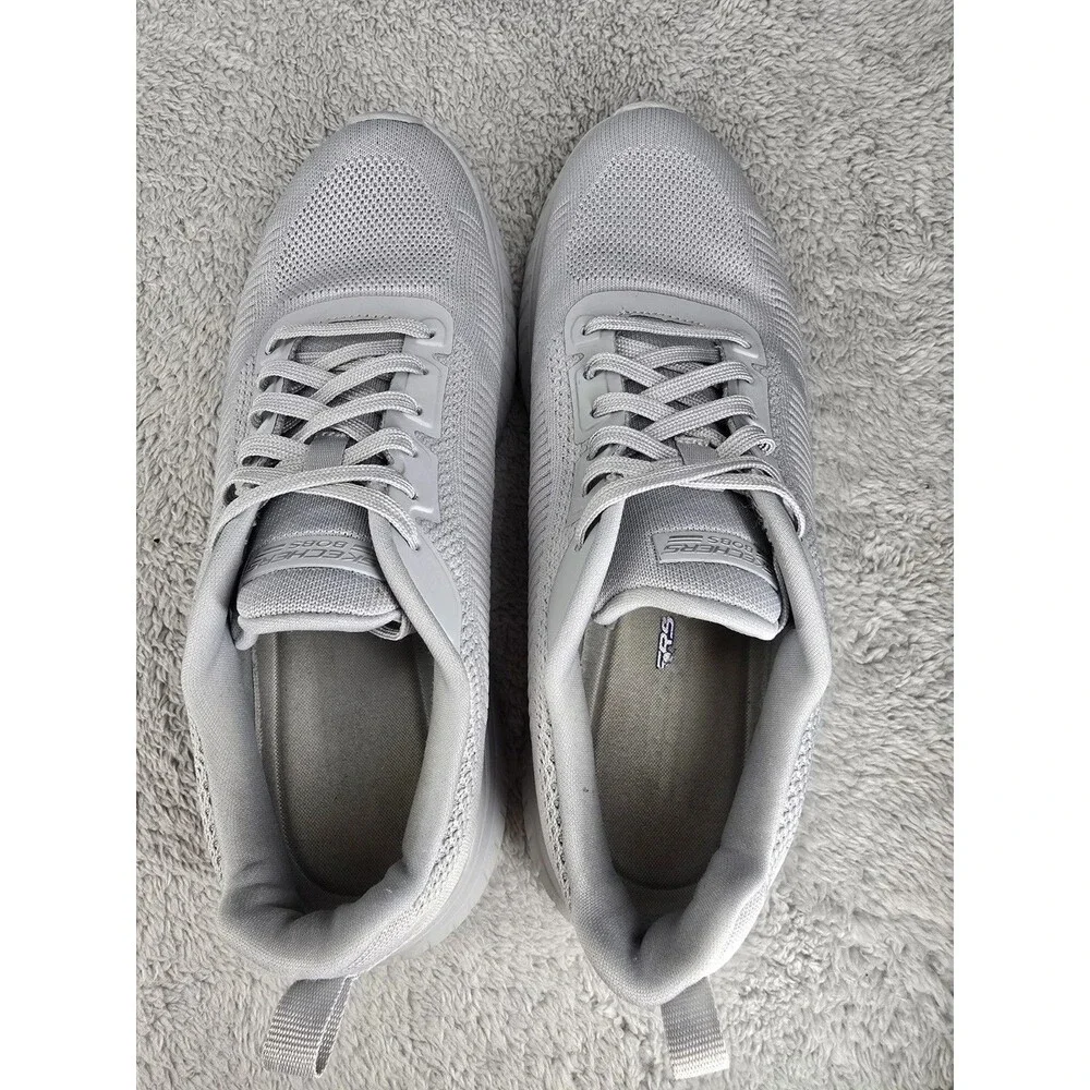Skechers BOBS Squad Grey Knit Sneakers Women's Size 9.5 Comfort Athletic Shoes